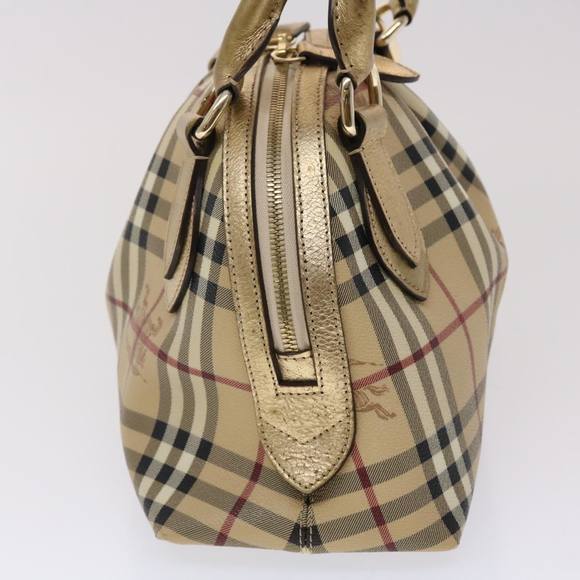BURBERRY Nova Check Hand Bag PVC Leather Beige Auth yk7516 - Picture 4 of 16